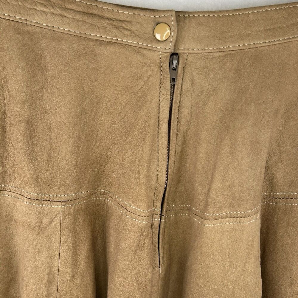 Soft Leather Skirt Raw Hem Long Begedor Italia western outback cowgirl core Sz 4 - Picture 5 of 9